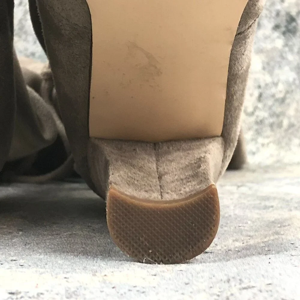 Steve Madden Women's Size 7.5M Grandeal Brown Textile Tie Back Heeled OTK Boots
